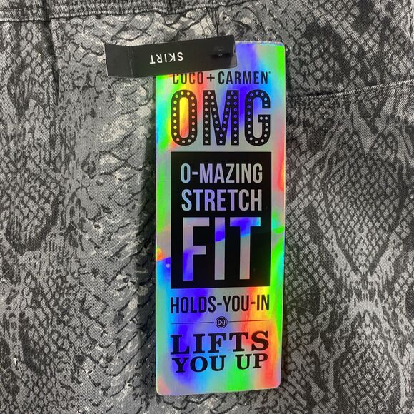 Coco + Carmen Skirt Womens XL Gray Reptile Raw Hem‎ Knee Length Back Pockets - Picture 4 of 12